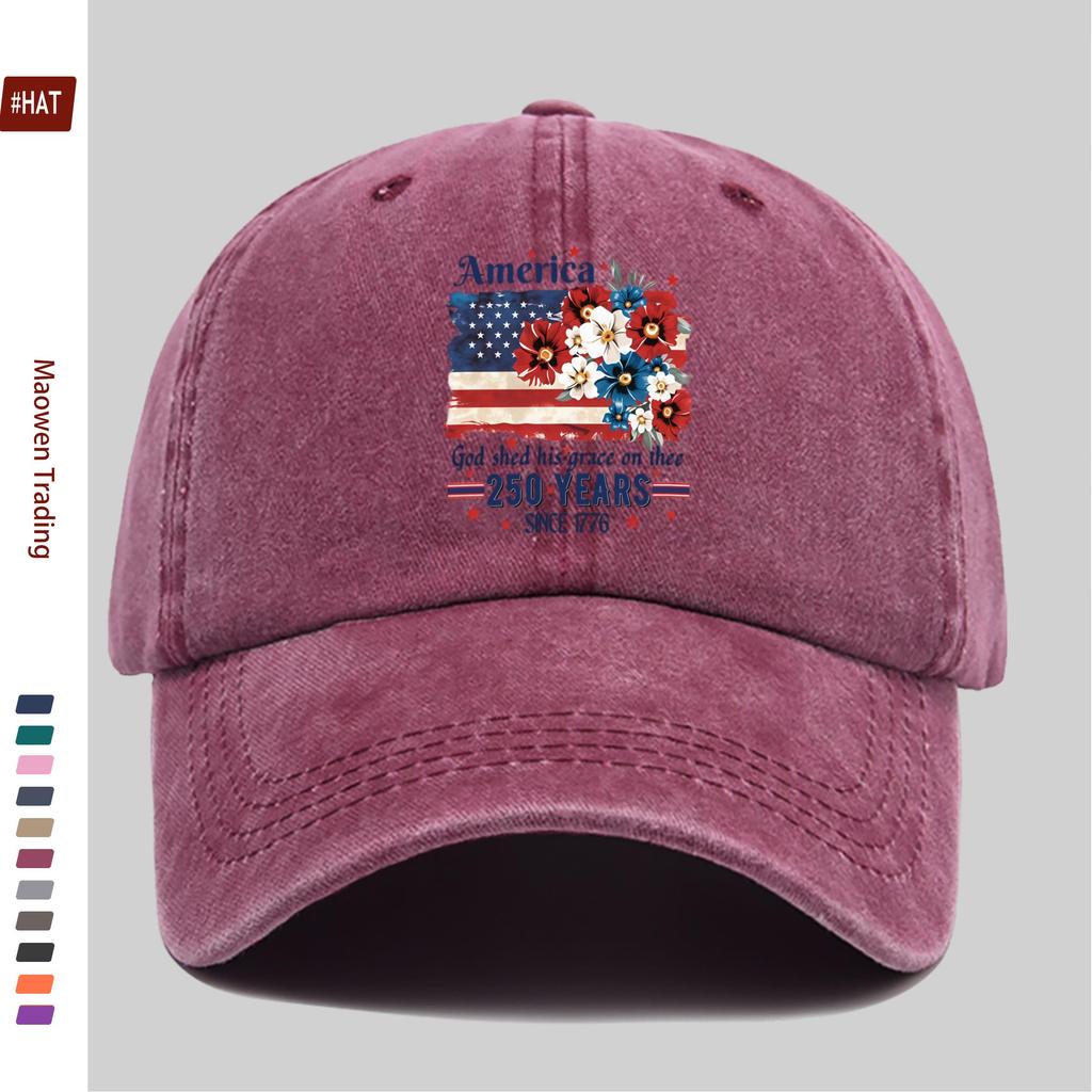 Pc American Flag  Floral Print Adjustable Snapback Cap  Vintage Dad Hat Suitable for Men  Women Lightweight Cap for Beach