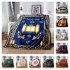 Corona d'Oro Blu Scuro Rotolo della Torah Uva Grano Stella di David Testo Ebraico Bordura Floreale Morbida Coperta in Flanella Decorazione Copri Divano Letto Ebraico Israeliano Religioso