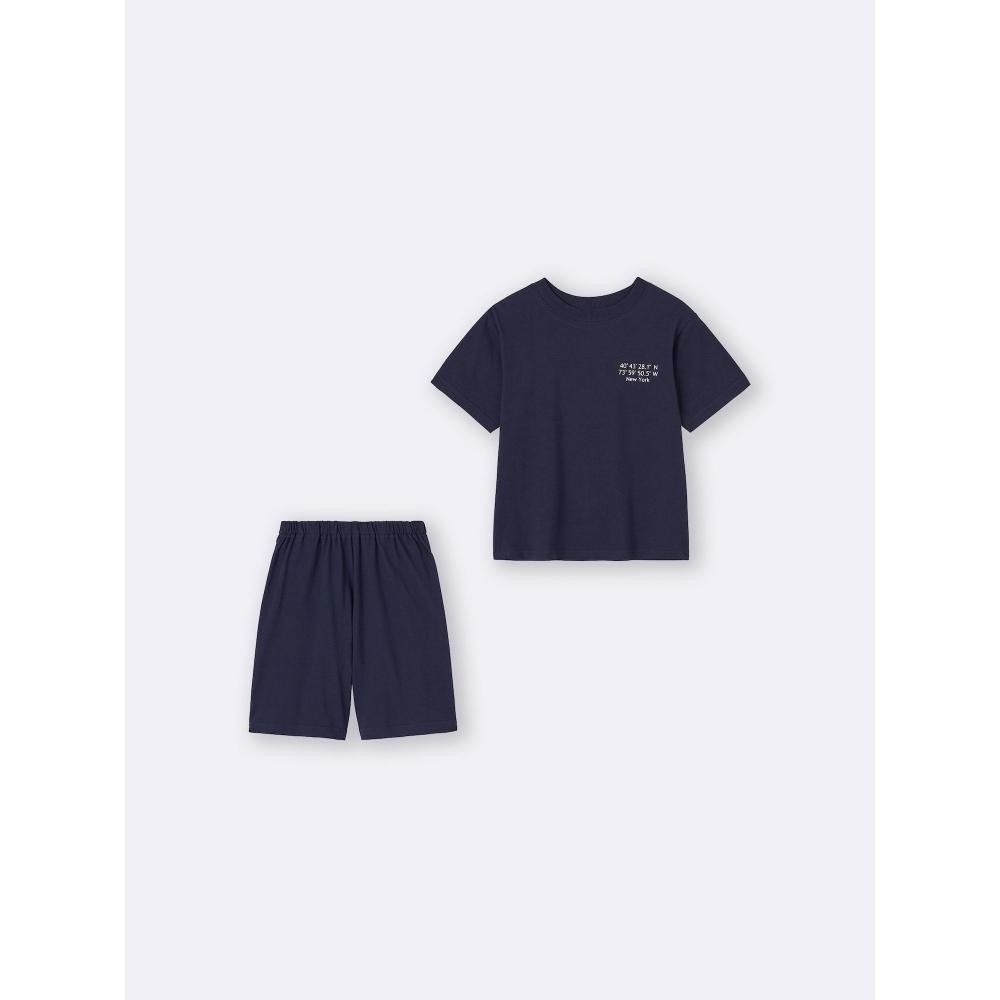 Gu By Uniqlo Kids Cotton Lounge Set  Short Sleeve   Shorts   Logo 