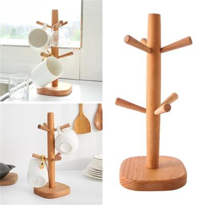Coffee Mug Holder, Coffee Cup Holder For Countertop, Wooden Coffee Cup Holder Stand, Coffee Mug Holder With 6 Hooks