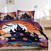3pcs bedding set Halloween Haunted_House Includes 1 Comforter + 2 Pillowcases, Without Pillow Inserts, Soft Comfortable, Lightweight Breathable042
