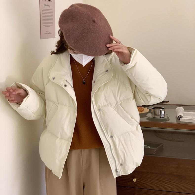 Jachetă de puf Jachetă de iarnă pentru damă Jachetă de puf de rață albă Jachetă scurtă de pâine pentru femei