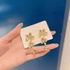 Folded Flower Petals Fringed Stud Earrings Retro Personality Earrings Ins Niche Design Sense Earrings Women