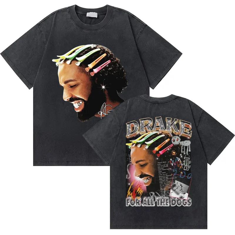 Washed Vintage Rapper Drake Take Care Album Graphic T Shirts Men Hip Hop Retro Tshirt Mens Fashion Casual Oversized Tee Shirt
