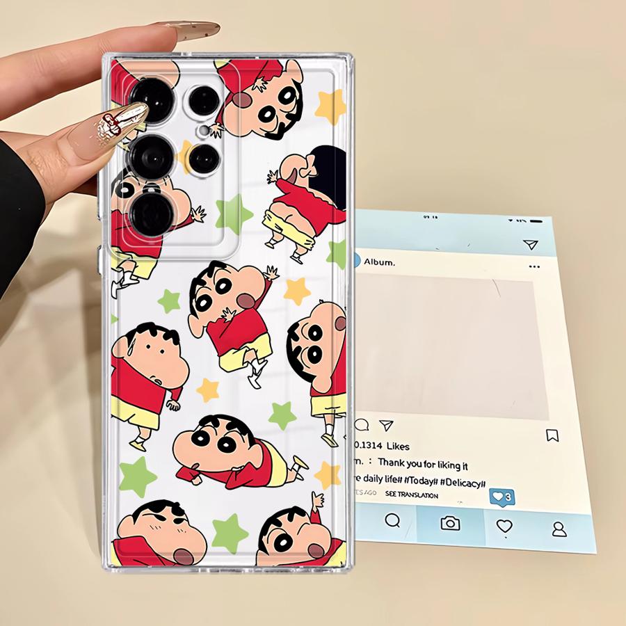 Case for Samsung Galaxy S22 FE S20 Plus S25 Edge S24 S21 S23 Ultra S26 Note 20 Ultra 10 Phone Cover Cute Crayons Shinchan
