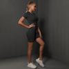 Seamless High-Elastic Yoga Two-Piece Set: Solid Color Peach Butt Short Sleeve and Shorts