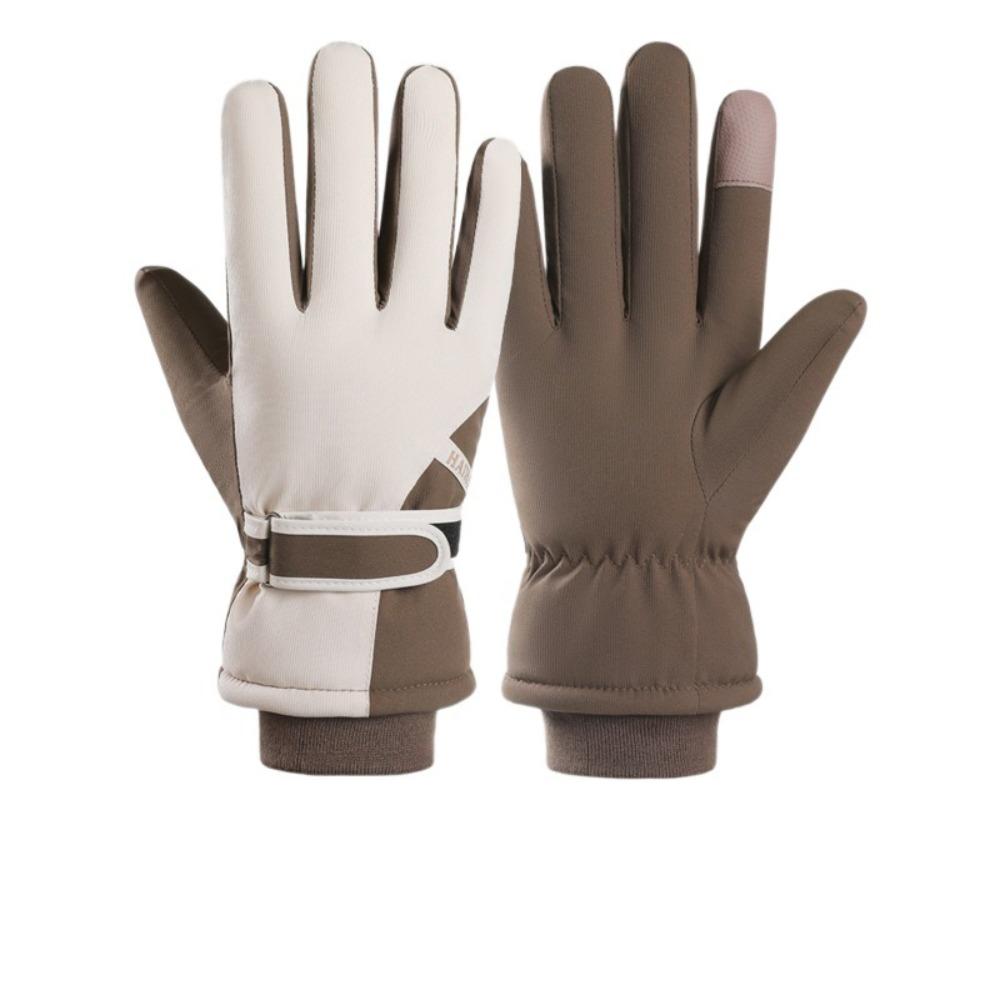 Full Fingers Cold-resistant Winter Gloves Waterproof Piled Riding Gloves Windproof Thickened Cycling Gloves Running