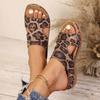 Ladies Shoes 2025 New Leopard Print Women's Slippers Outdoor Casual Summer Plus Size Open Toe Concise Wedge Slippers