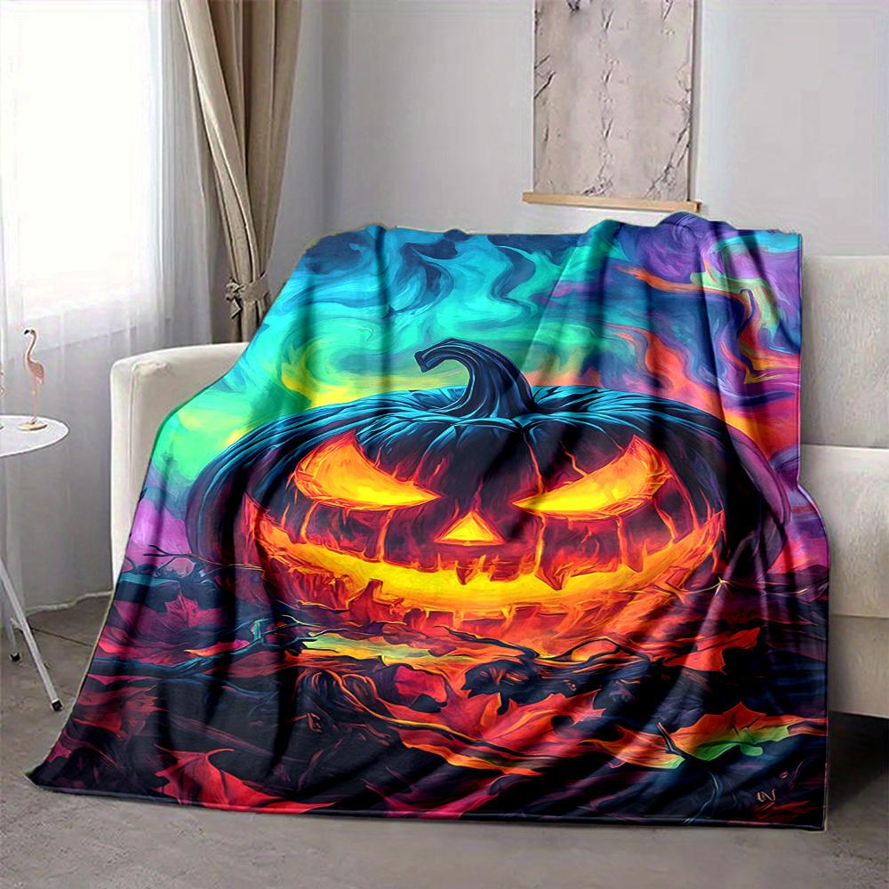 1pc Pumpkin Halloween Blanket, Lightweight Flannel Throw Blanket for Sofa, Bed, Travel, Camping, Living Room, Office, Couch, Chair, and Bed