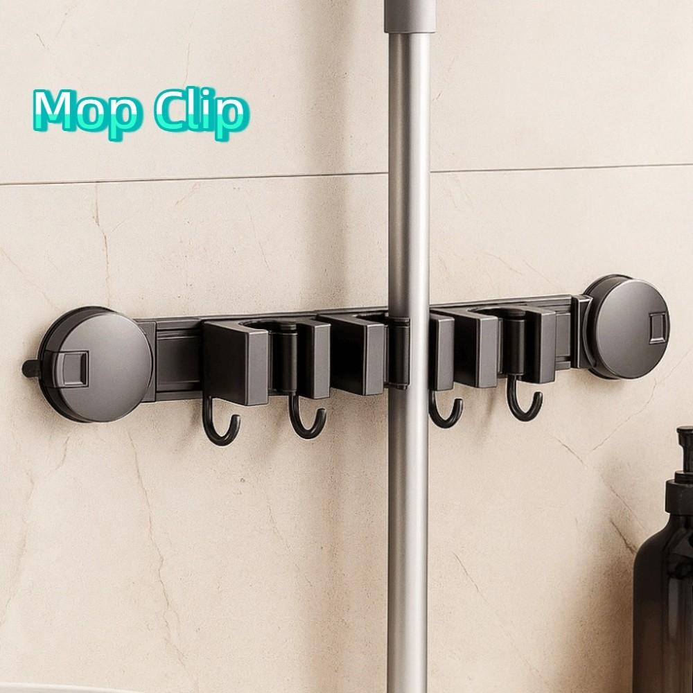 Wall Mounted Mop Clip with Hook Hook Shelf Multi Functional Broom Storage Rack  Home Storage