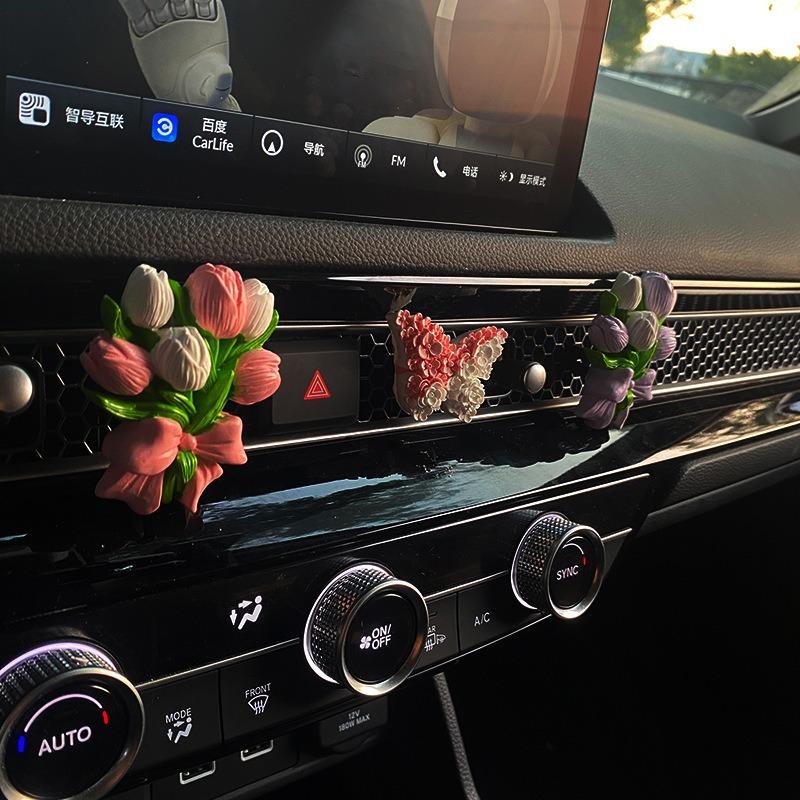 Creative Hydrangea Tulip Car Air Freshener Car Perfume Clip Peach Blossom Aroma Diffuser Car Air Outlet Fragrance Decoration