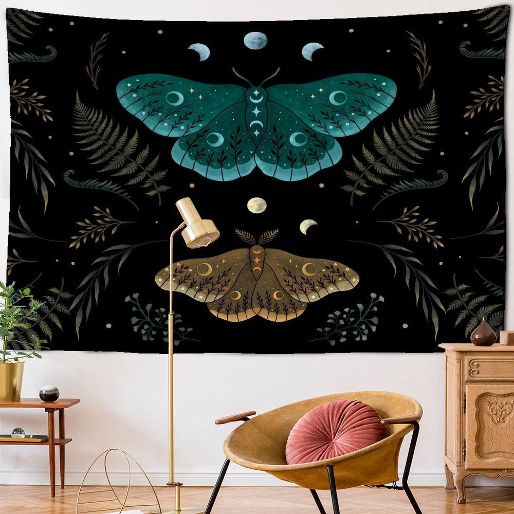 Phantom Psychedelic Butterfly Tapestry Sun Moon Star Mattress Aesthetic Room Polyester Wall Hanging Wall Decor