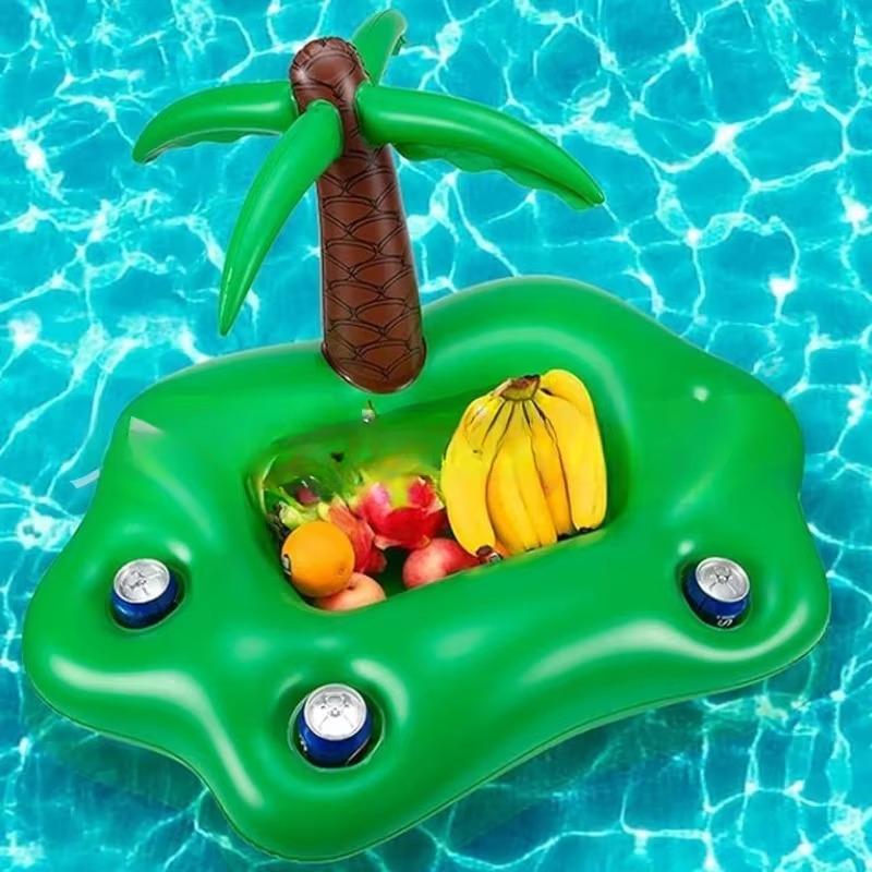 Inflatable Rainbow Drink Holder 1PCS Floating Bar Accessories Pool Party Food Ice Bar Coconut Tree Drink Cup Holder Water Play