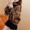 Suéteres para mujer Otoño e Invierno cuello alto con borla a rayas cremallera parte inferior de punto suéter de manga larga jersey femenino