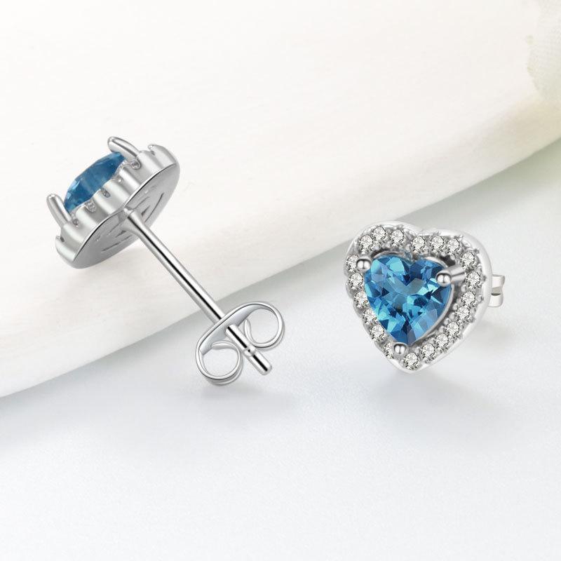 Zodiac Heart Shaped Cubic Zirconia Stud Earrings Minimalist Elegant Jewelry For Women