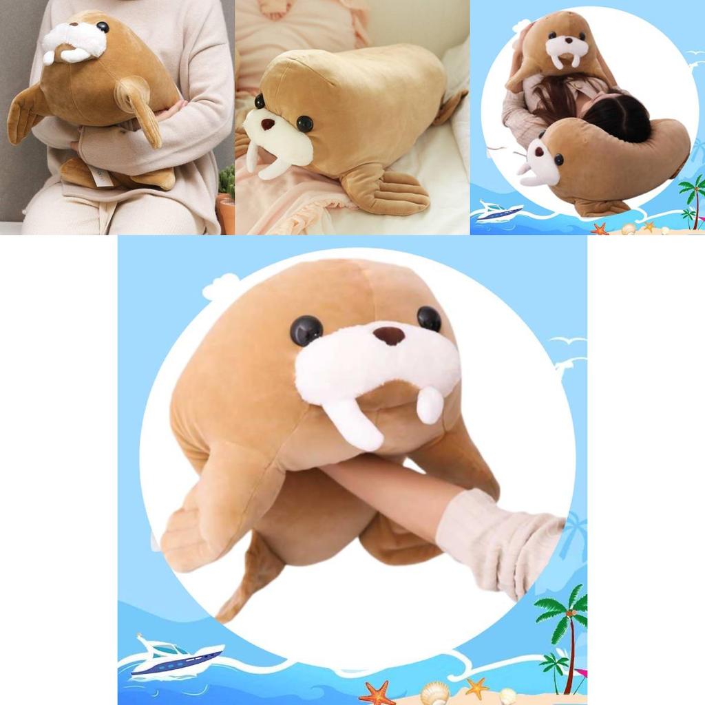 Soft Plush Stuffed Animal Walrus Pillow For Bedroom Or Office Decor