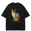 Streetwear Koszulka z Graficznym Nadrukiem Kotów Bawełniana Koszulka Unisex Topy T-shirty Lato Krótki Rękaw