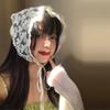 White Woven Floral Lace Hair Scarf Wraps Women Retro Triangle Headscarf Hat Travel Photo Headband Hair Accessories French Style