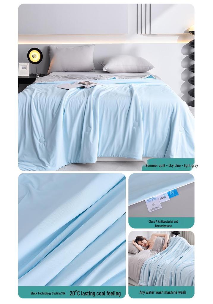 Class A Silk Summer Quilt: Antibacterial, Skin-Friendly, Solid Color for Mother and Baby, Ideal for Air Conditioning, Spring, and Autumn.
