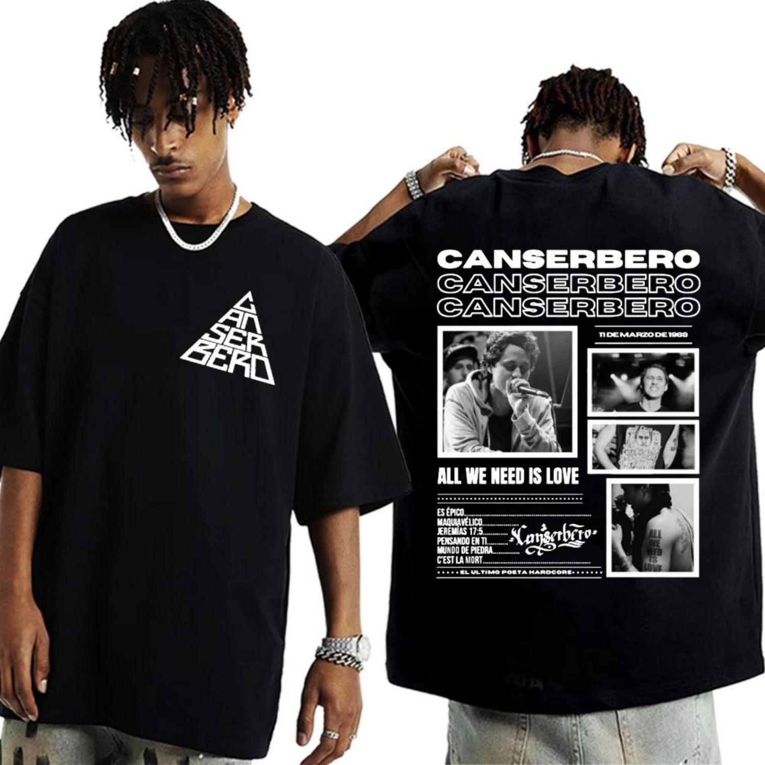 Canserbero All We Need Is Love Album 2025 Tour 100%Cotton T-shirts Men Women Harajuku Vintage Oversized T Shirt High Quality Y2K S чёрный