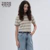 Teenie Weenie Women's 2025 Autumn Striped Embroidered Short T-Shirt