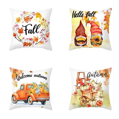 Autumn Thanksgiving Cushion Cushion Pumpkin Maple Leaf Pillow Pillow Set Is Suitable for Home Sofa Decoration Room Decoration