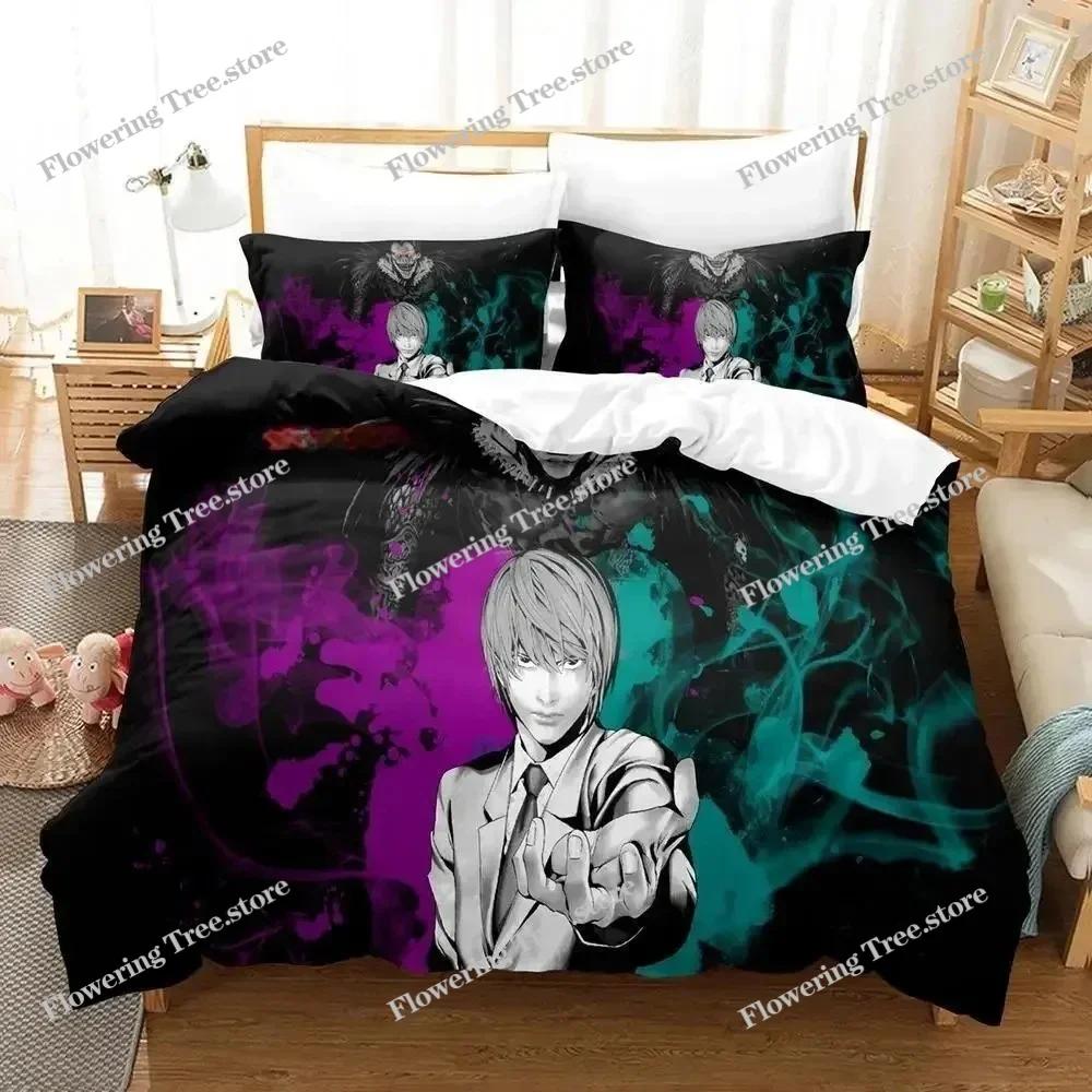 3D New Death Note Bedding Set Single Twin Full Queen King Size Bed Set Adult Kid Bedroom Duvet cover Sets Anime Bed Sheet Set025