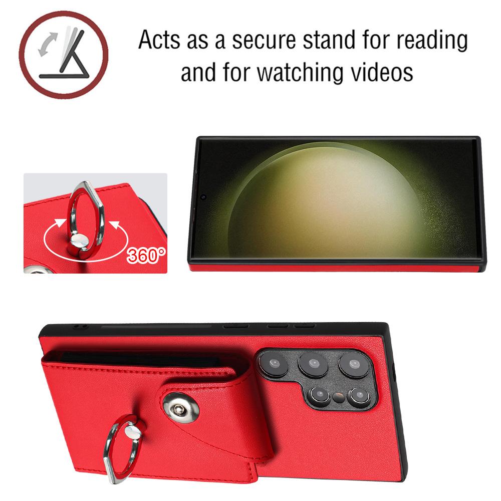 YB Leather Coating Series-7 for Samsung Galaxy S24 Ultra Magnetic Phone Case Card Holder Cover