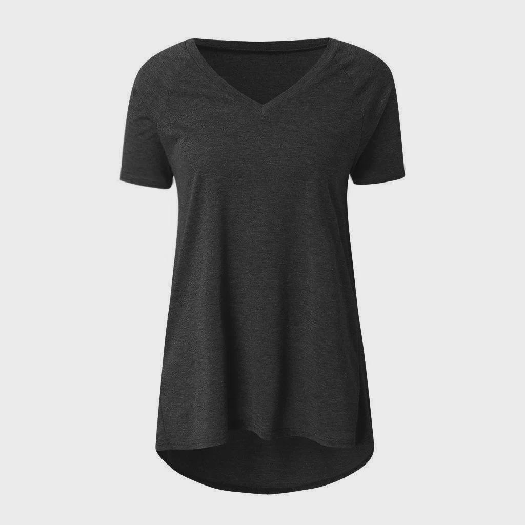 European and American Plus Size V-Neck Loose Casual Short Sleeve T-Shirt