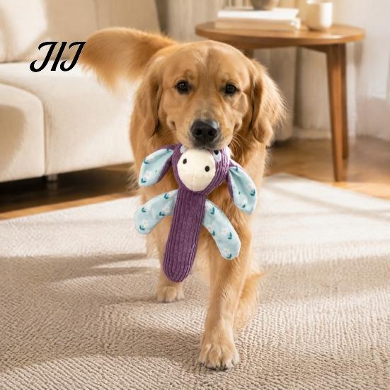 Puppy Teething Chewers Squeaky Plush Dog Toy, Cute Animal Shape, Durable Corduroy Crinkle Paper Chew Reinforced Suture Pet Playthings Interactive