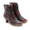 Johnature Fashion Genuine Leather Boots Women High-heeled Shoes Retro Rivet Short Boots