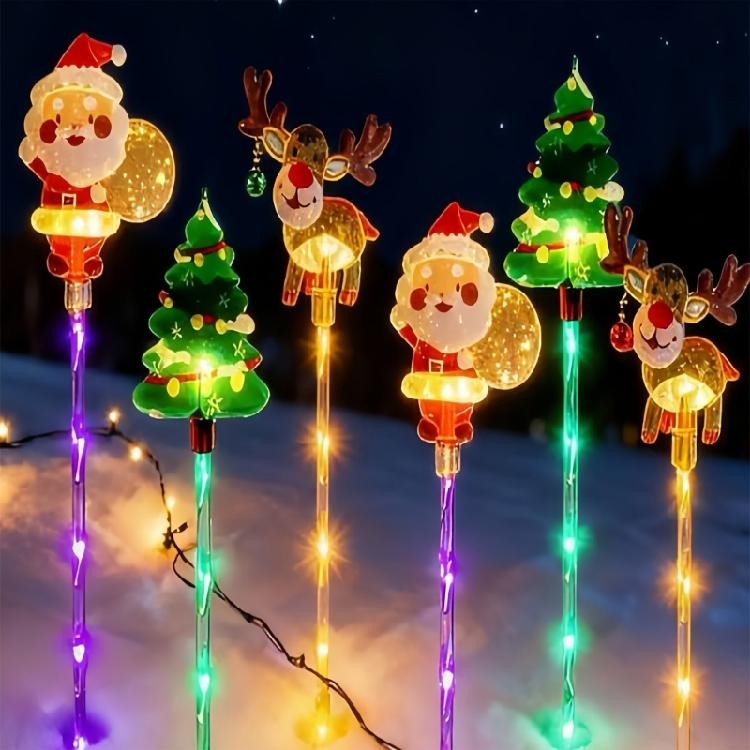 Pack of 6 Solar Christmas Stake Lights Offering Energy Saving Brightness Throughout the Night for Sustainable Decoration