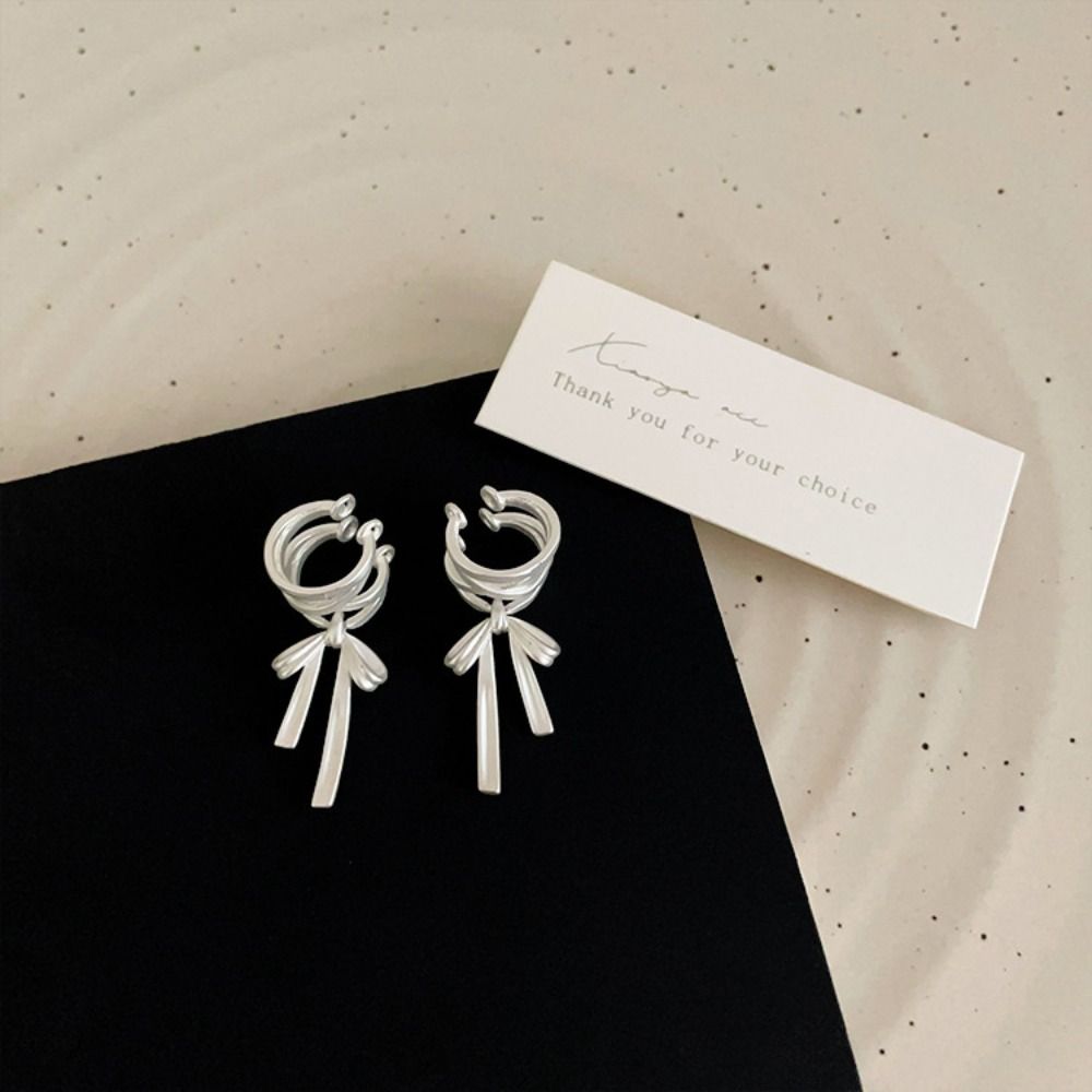 Non-piercing Lacing Bow Ear Cuffs Harajuku Bow Earrings Aesthetic Balletcore Ribbon Ear Cuff  Girls