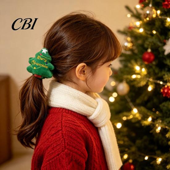 Childlike Hair Ornaments for Christmas Photos Flannel Tie Girls, Soft Scrunches with Reindeer/Christmas Tree/Gift/ Santa Scrunchies Girls Claus