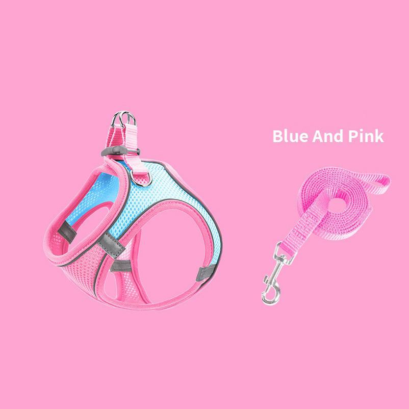 New cat and dog chest back leash pet walking leash color chest strap cat vest type leash set pet supplies