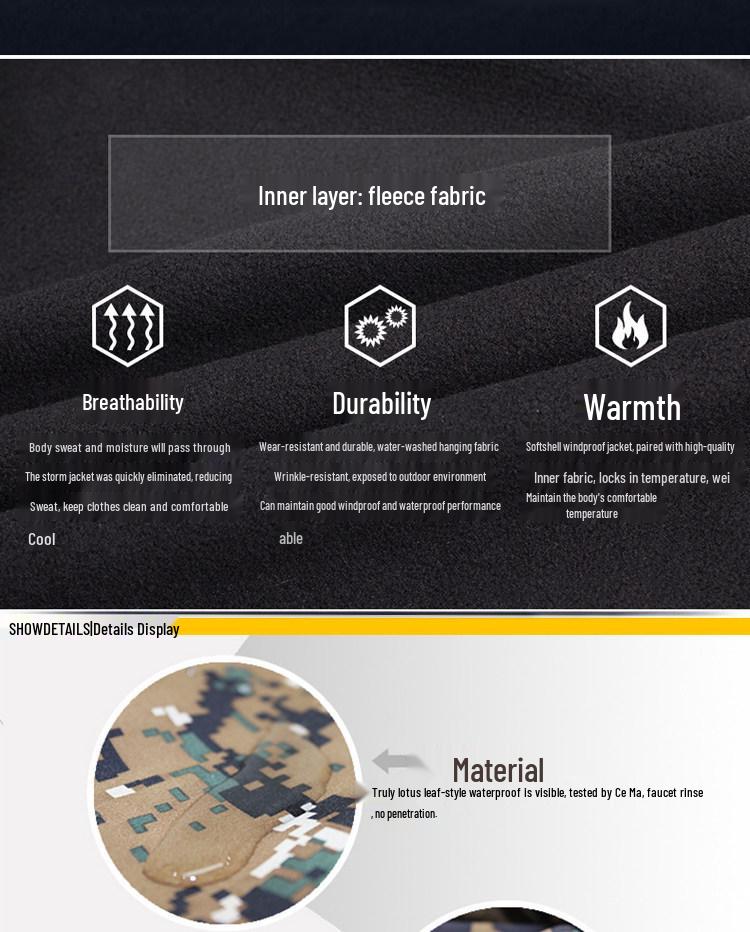 Men's Tactical Leopard Softshell Windbreaker: Waterproof and Windproof Outdoor Training Suit