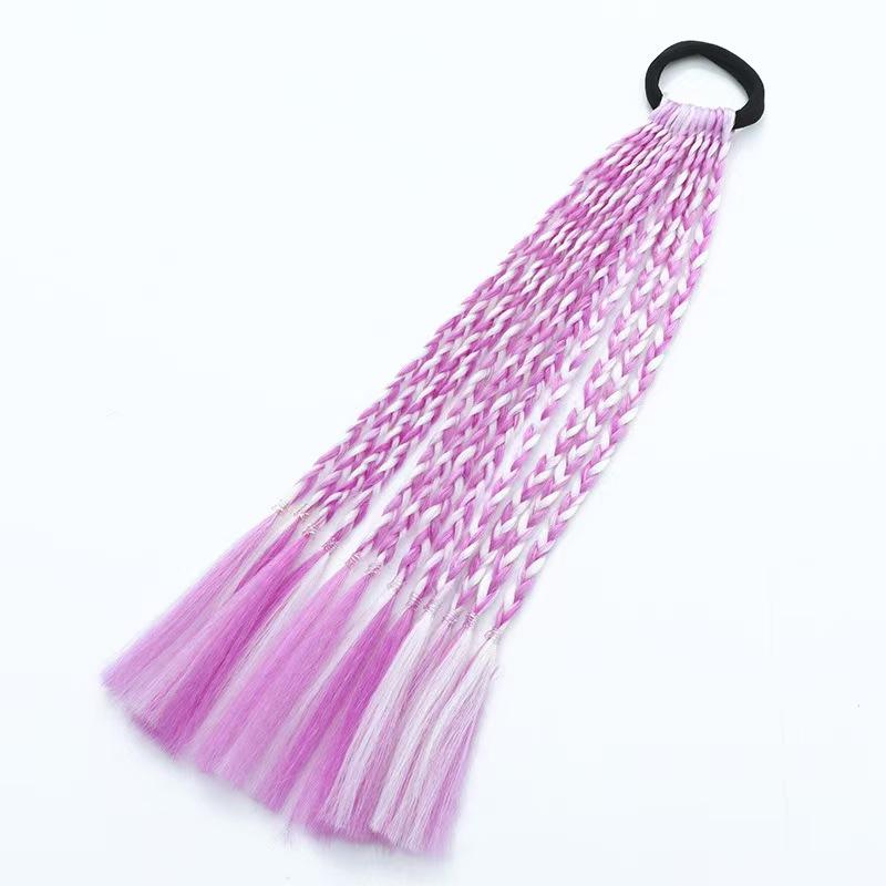 1 PCS New Girls Dirty Braids Colorful Twist Tie Wigs Ponytail Kids Hair Accessories Headbands Rubber Bands Princess Headwear