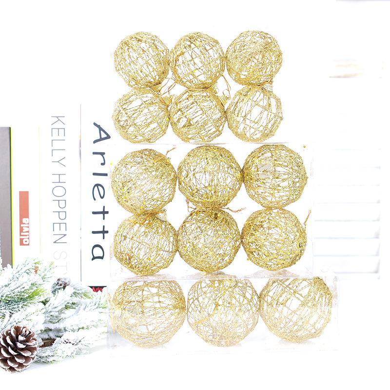New Gold Wrought Iron Hollow Ball Ornaments for Christmas Tree