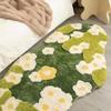 Beflockter Moosteppich, weich, rutschfest, schmutzabweisend, ideal für Schlafzimmer, Nachttisch, Wohnzimmer, Türöffnungen und Büros, Teppich mit Blumenmuster