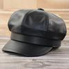 Children Faux Leather Newsboy Cap Girl 8-Panel Baker Boy Hat Lady Painter Caps Big Head Women Pageboy Cabbie Cap Small Beret
