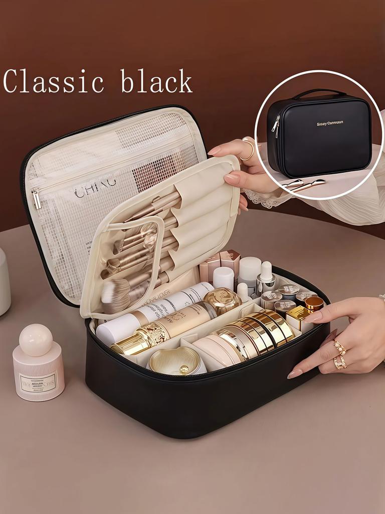 1 Stück Herbst und Winter neue freie Facheinteilung Kosmetik Aufbewahrungstasche, großes Fassungsvermögen, hochwertiges Gefühl, tragbarer Reisekosmetikkoffer