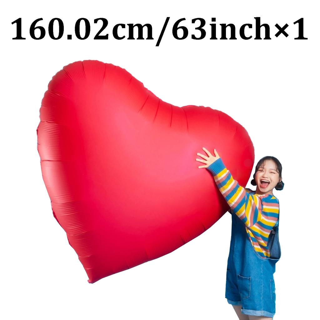 Riesiger, 63 Zoll großer, herzförmiger Aluminiumfolienballon, der für Heiratsanträge am Valentinstag, Hochzeitstage oder als Geburtstagsdekoration verwendet wird