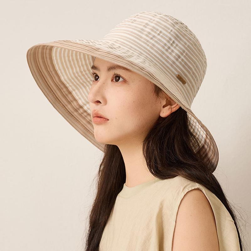 Striped Fisherman Hat Outdoor Foldable Women's Summer Travel Sunscreen Hat