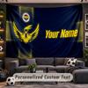 Fenerbahçe FC Personalized Tapestry Support Custom Name, Wall Art Home Decoration