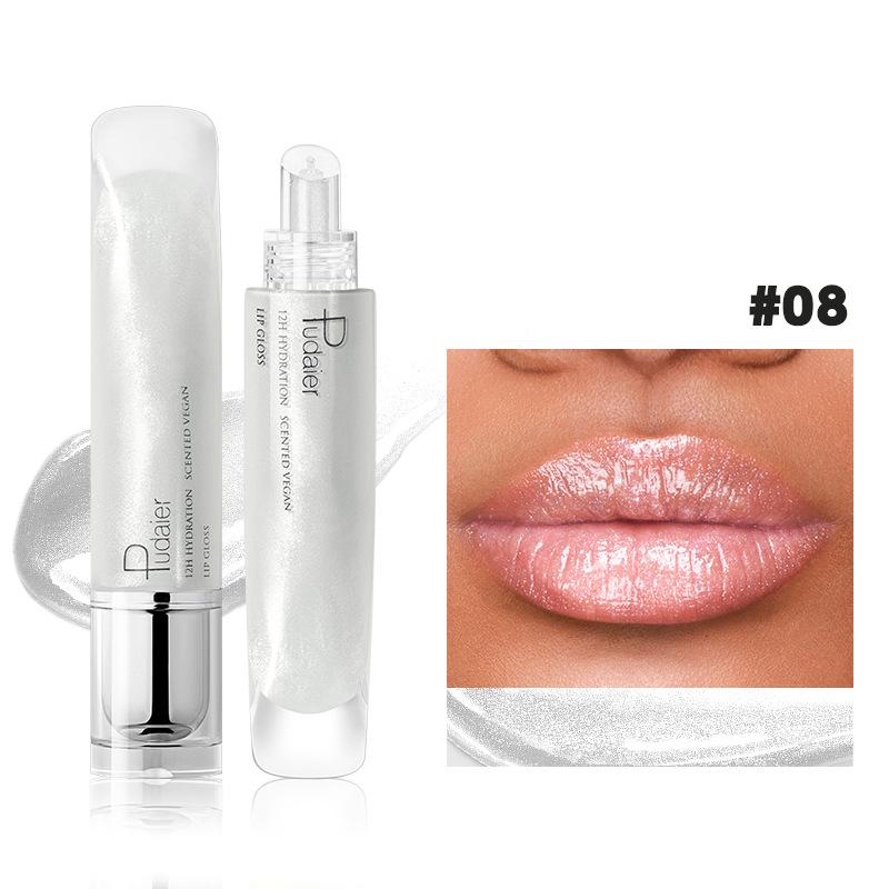 Pearlescent Glitter Plumping Lip Gloss Mirror Jelly Moisturizing Liquid Lipstick Clear Mermaid Pink Sexy Lip Tint Lips Cosmetics