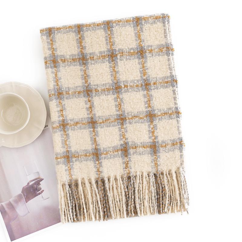 checkerboard scarf women's winter commuting cold protection neck scarf medium and long thermal shawl scarf women
