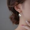 Elegant 4-Leaf Clover Rhinestone Earrings - Golden Studs & Dangle Pendant, Sparkly Fashion Jewelry for Women, Gift for Her