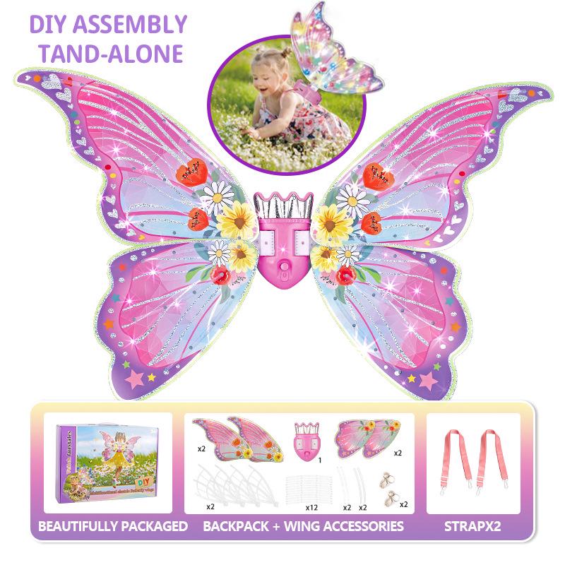 Children s Electric Luminous Butterfly Wings Toy - Outdoor Elf Angel Back Decoration Gift for Little Girls