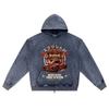 DTG print Knitted Denim Zip-Up Hoodie Precision Brother Print Zipper Hoodies  