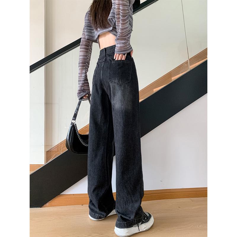 2024 Women's Plus Size Fleece-Lined Wide Leg Jeans - Winter Style, Loose Fit, Narrow Straight Floor-Length Pants